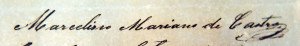 Assinatura em recibo emitido à Irmandade do  Santíssimo Sacramento e Santana em 18 de fevereiro de 1854.